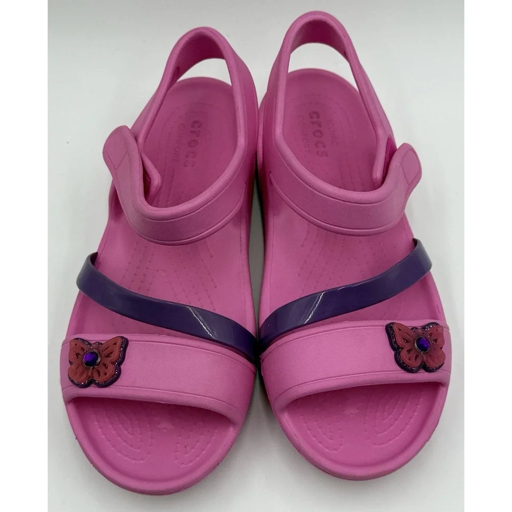 Crocs‎ Pink & Purple Little Girl Sandals Open Toe J3 Butterfly